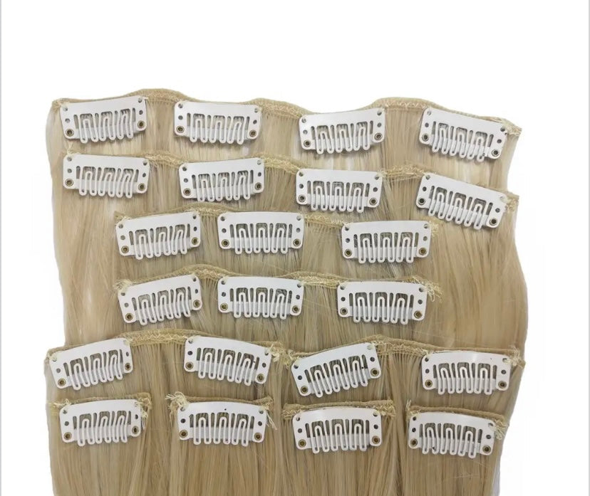 10 Piece Wavy Long Full Head Clip-on Hair Extensions