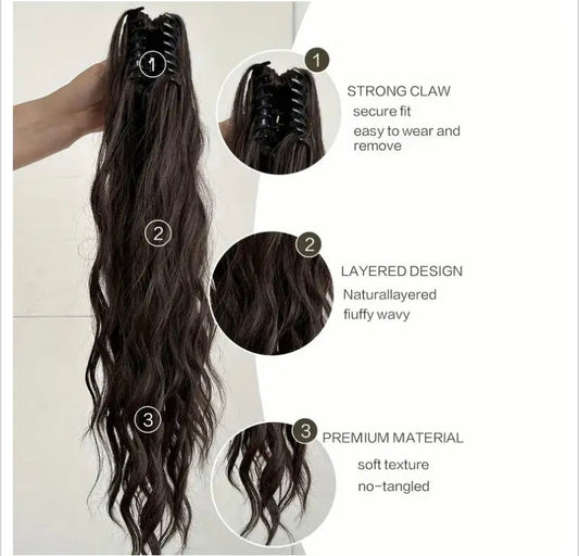 24 inch Wavy Clip In Claw ponytail