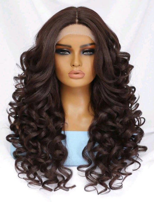 Black Brown Curly Wig (human blend)