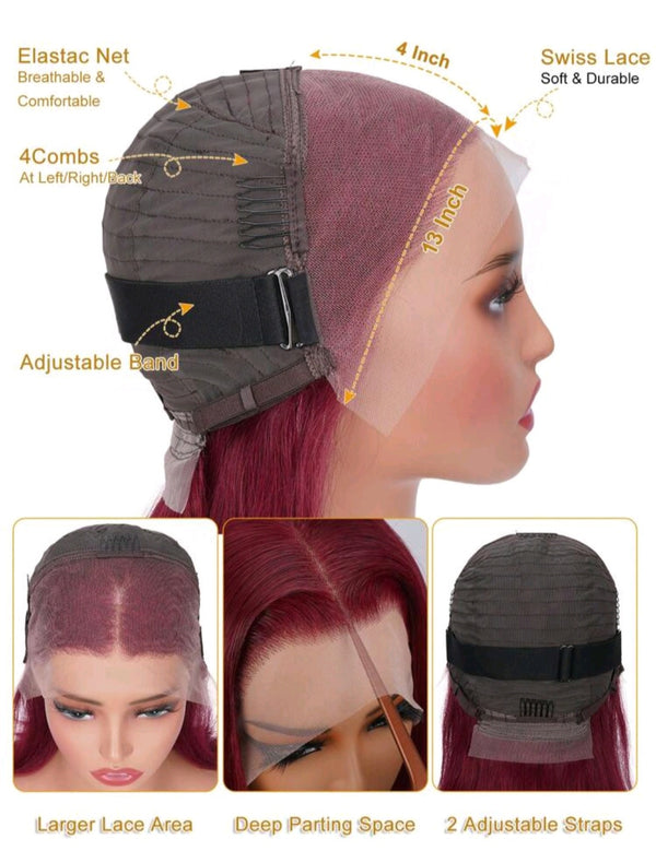 Burgundy Lace Front bob wig (Human Hair)