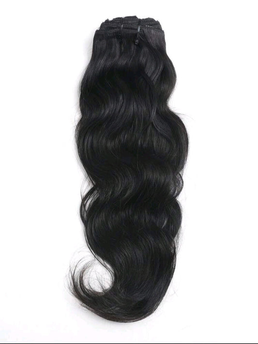 18-Inch Black 100% Human Hair - Natural Wave Clip-In / Extension
