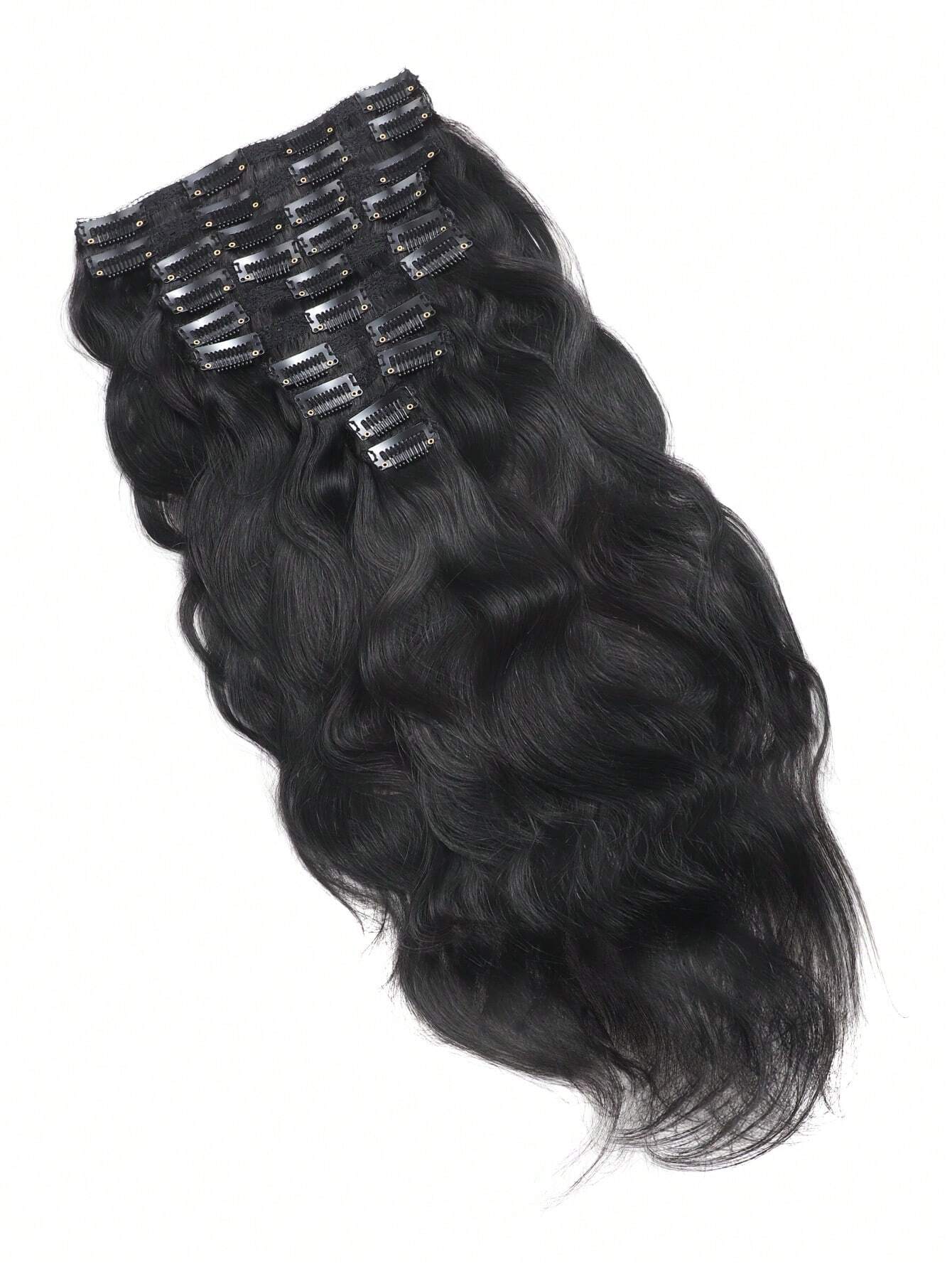 18-Inch Black 100% Human Hair - Natural Wave Clip-In / Extension
