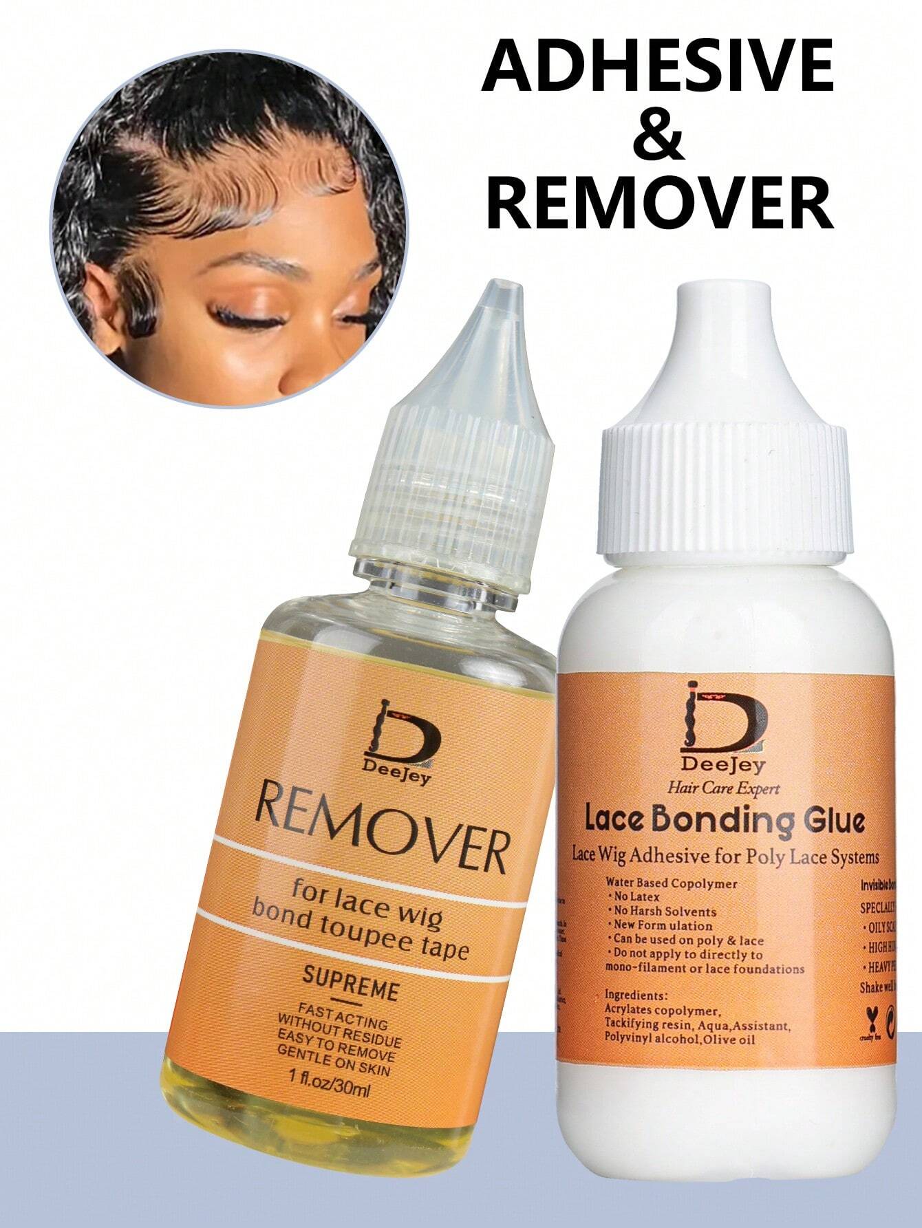Deejay 2-Piece Wig Glue & Remover Set — Waterproof Lace Adhesive + Remover