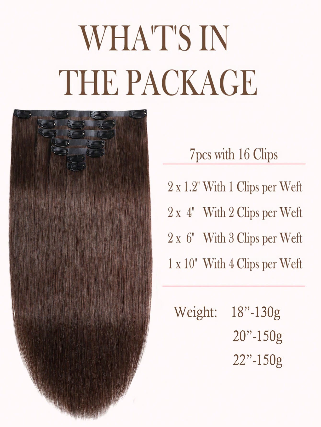 7pc Dark Brown natural wave Clip In Human Hair