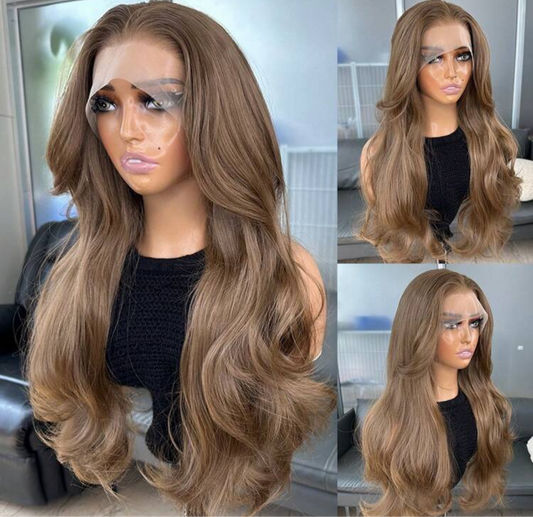 brown voluminous human blend wig