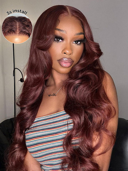 Auburn Long Body Wave Glueless Wig (human hair blend)