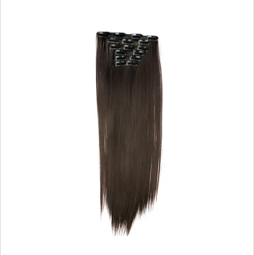 Brown 6 piece 16-Clip 23inch Straight Hair Extensions