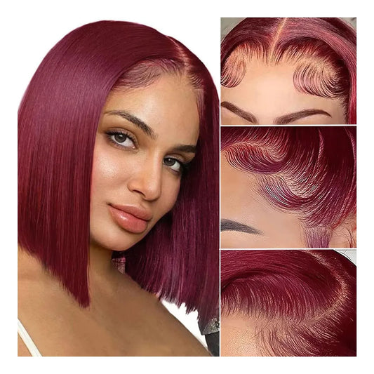Burgundy Lace Front bob wig (Human Hair)