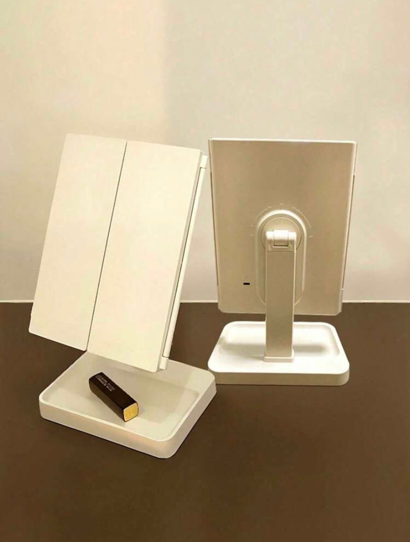 Rotatable Tri-Fold LED Makeup Mirror