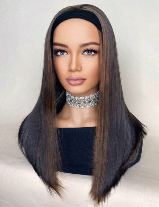 Long bob headband wig 16 inch (human blend)