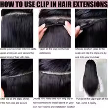 8-Piece Body Wave Clip-In Hair Extensions- 18"/20"/22" Black