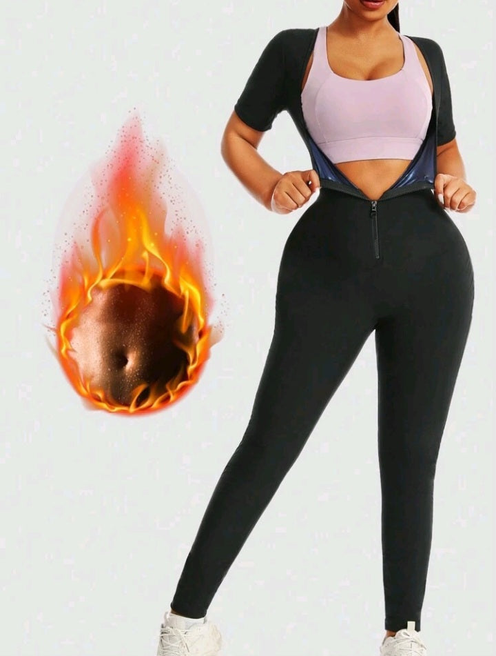 Zip Front Heavy Sweating Jumpsuit