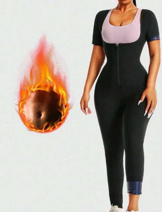 Zip Front Heavy Sweating Jumpsuit