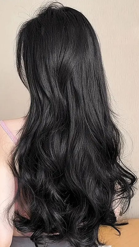 Wavy Long Full Head Clip-on Hair Extensions (black)