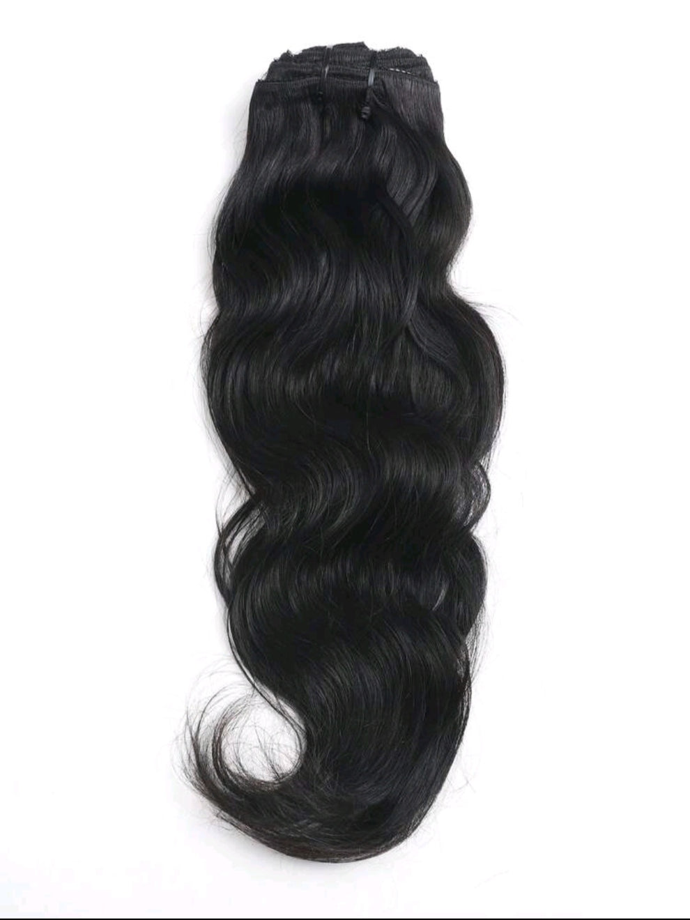 18-Inch Black 100% Human Hair - Natural Wave Clip-In / Extension