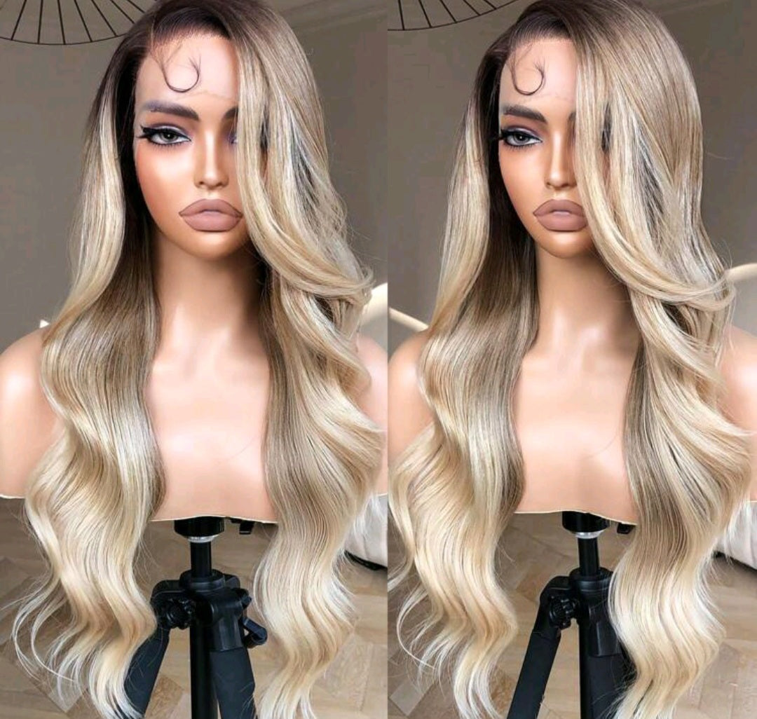 ombre blonde body wave wig (human hair)