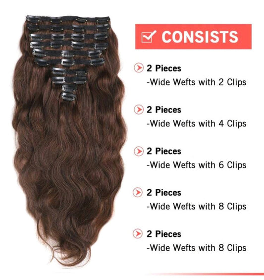 Brown Wave Clip-In Human Hair Extensions